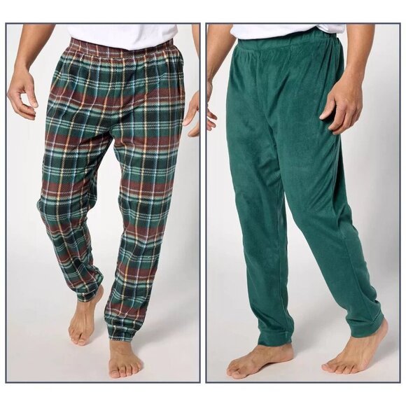 Stan Herman Men's Cozy Fleece 2-Pack Jogger Pants Forest Green Large A545143 - Picture 1 of 1